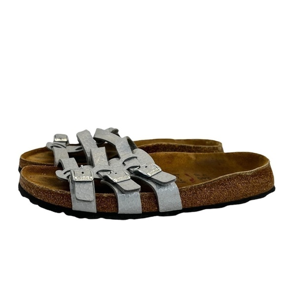 Birkenstock Birki’s Silver Printed Slip On Sandals - Picture 5 of 14